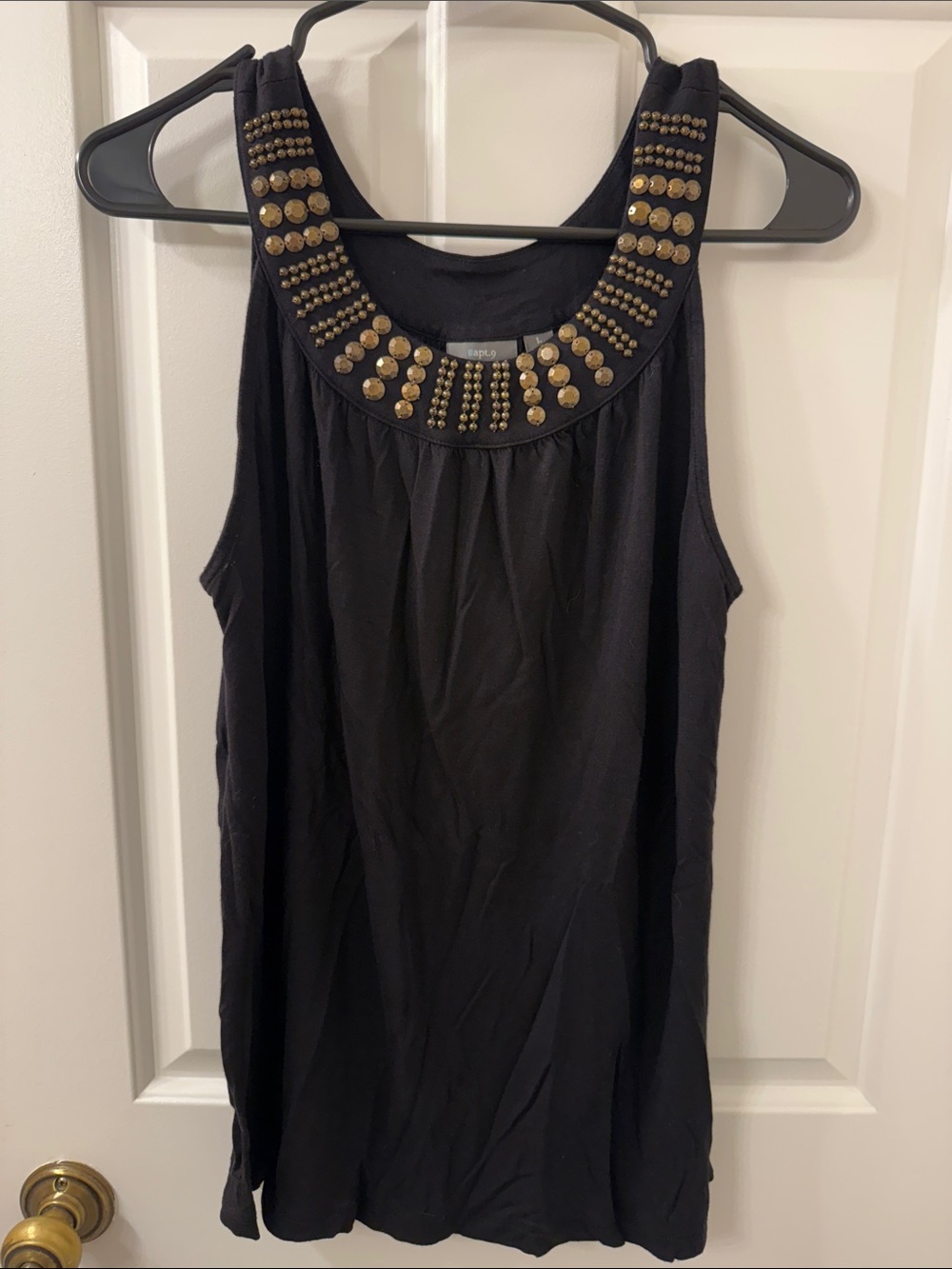Apt. 9 Black Tank Top with Gold Studded Scoop Neck